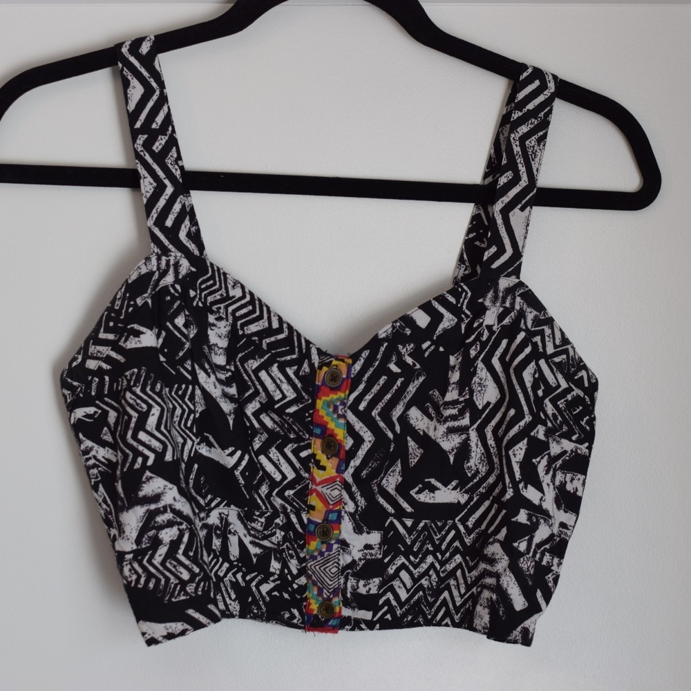 Black Tribal Crop Top